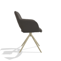 Dining Chair Julien 6585 in Leather B918 (dark grey), champagne swivel base, side view