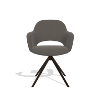 Dining Chair Julien 6585 in Leather B918 (dark grey), espresso swivel base, front view