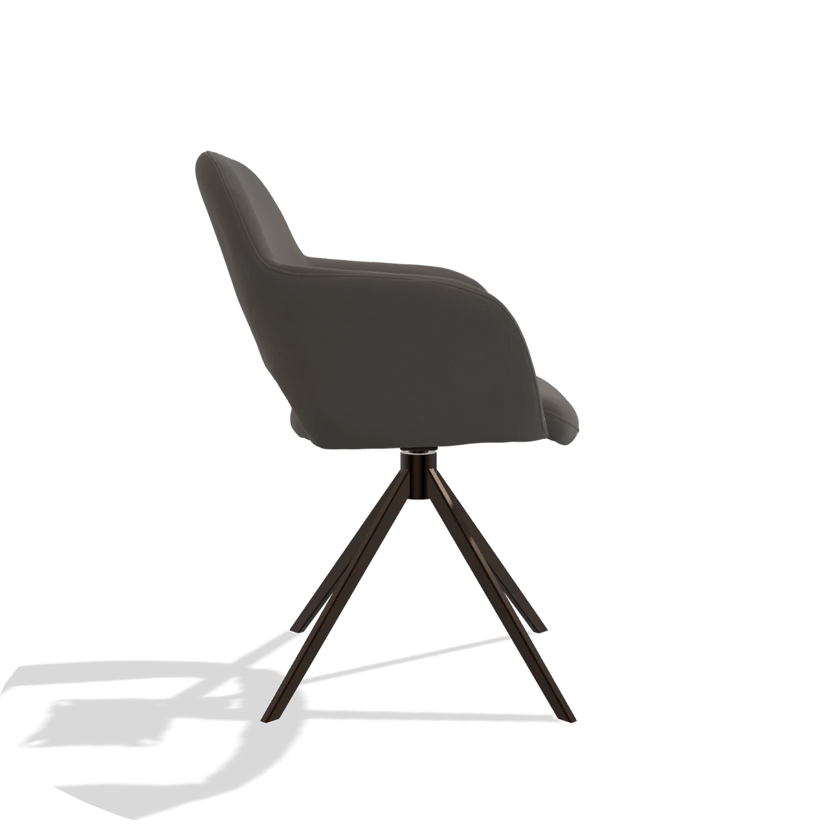 Dining Chair Julien 6585 in Leather B918 (dark grey), espresso swivel base, side view