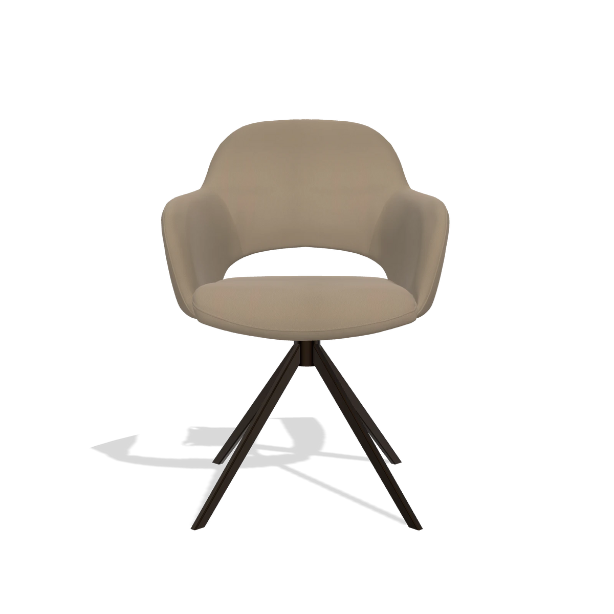 Esszimmerstuhl Julien 6585 in Leder B968 (Taupe), Drehfuß in Espresso, Vorderansicht