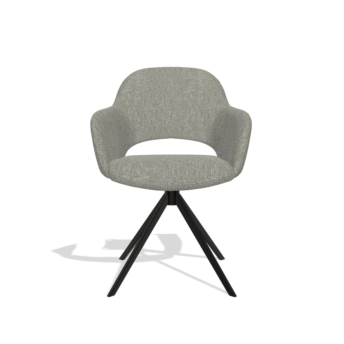 Dining Chair Julien 6585 in Lodge 01 fabric (taupe), black swivel base, front view