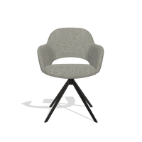 Dining Chair Julien 6585 in Lodge 01 fabric (taupe), black swivel base, front view