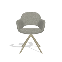 Dining Chair Julien 6585 in Lodge 01 fabric (taupe), champagne swivel base, front view