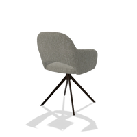 Dining Chair Julien 6585 in Lodge 01 fabric (taupe), espresso swivel base, back angled view