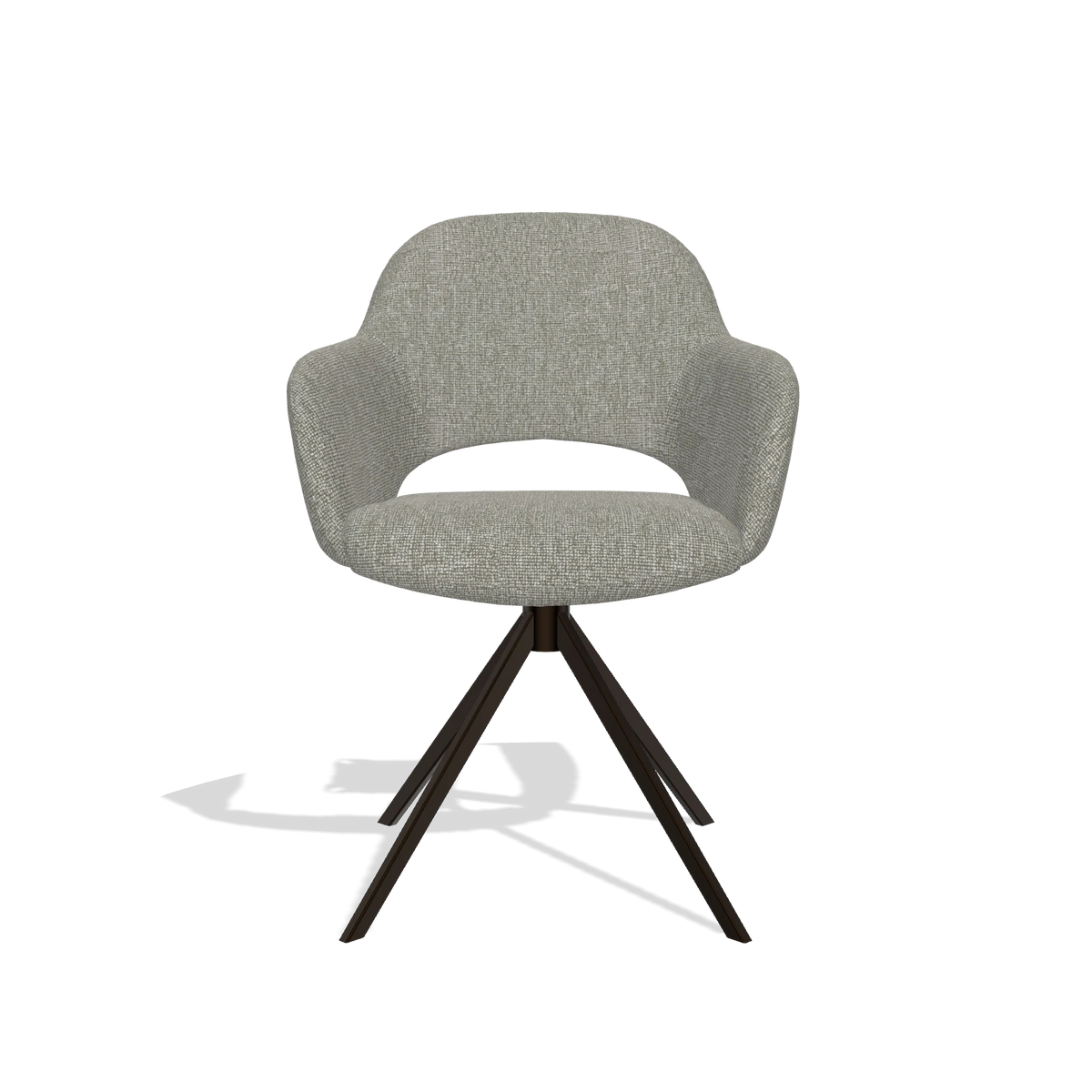 Dining Chair Julien 6585 in Lodge 01 fabric (taupe), espresso swivel base, front view