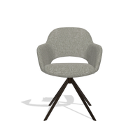 Dining Chair Julien 6585 in Lodge 01 fabric (taupe), espresso swivel base, front view