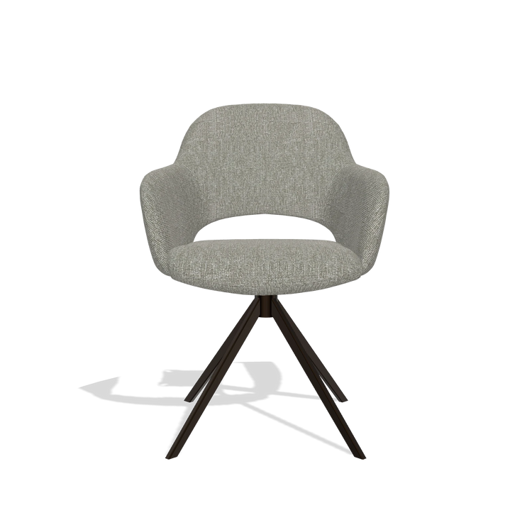 Dining Chair Julien 6585 in Lodge 01 fabric (taupe), espresso swivel base, front view
