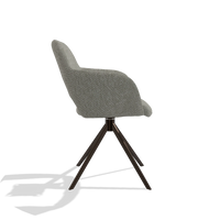Dining Chair Julien 6585 in Lodge 01 fabric (taupe), espresso swivel base, side view