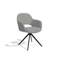 Dining Chair Julien 6585 in Lodge 40 fabric (grey), black swivel base, angled view