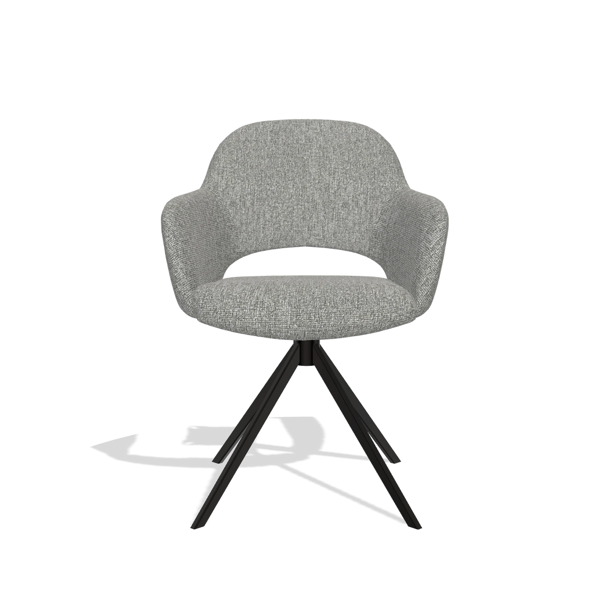 Dining Chair Julien 6585 in Lodge 40 fabric (grey), black swivel base, front view