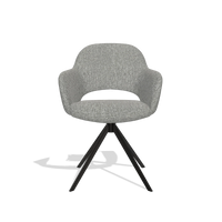 Dining Chair Julien 6585 in Lodge 40 fabric (grey), black swivel base, front view