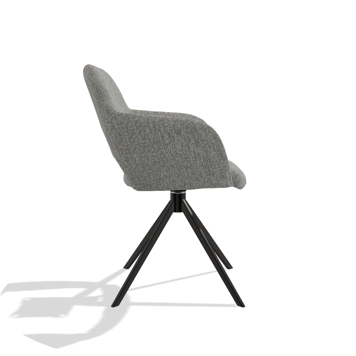 Dining Chair Julien 6585 in Lodge 40 fabric (grey), black swivel base, side view