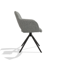 Dining Chair Julien 6585 in Lodge 40 fabric (grey), black swivel base, side view
