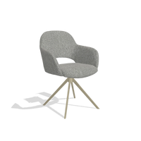 Dining Chair Julien 6585 in Lodge 40 fabric (grey), champagne swivel base, angled view