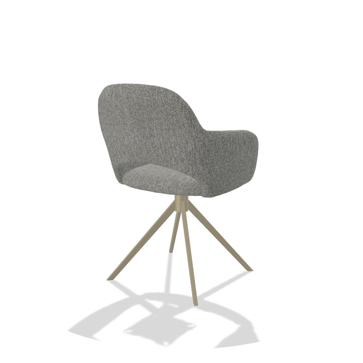 Dining Chair Julien 6585 in Lodge 40 fabric (grey), champagne swivel base, back angled view
