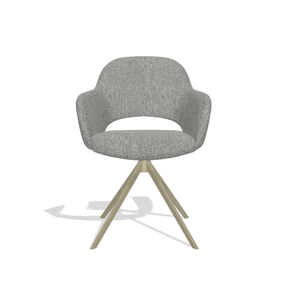 Dining Chair Julien 6585 in Lodge 40 fabric (grey), champagne swivel base, front view