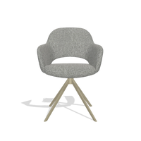 Dining Chair Julien 6585 in Lodge 40 fabric (grey), champagne swivel base, front view