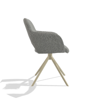 Dining Chair Julien 6585 in Lodge 40 fabric (grey), champagne swivel base, side view