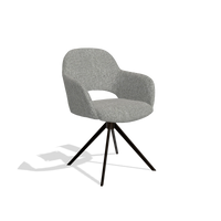 Dining Chair Julien 6585 in Lodge 40 fabric (grey), espresso swivel base, angled view