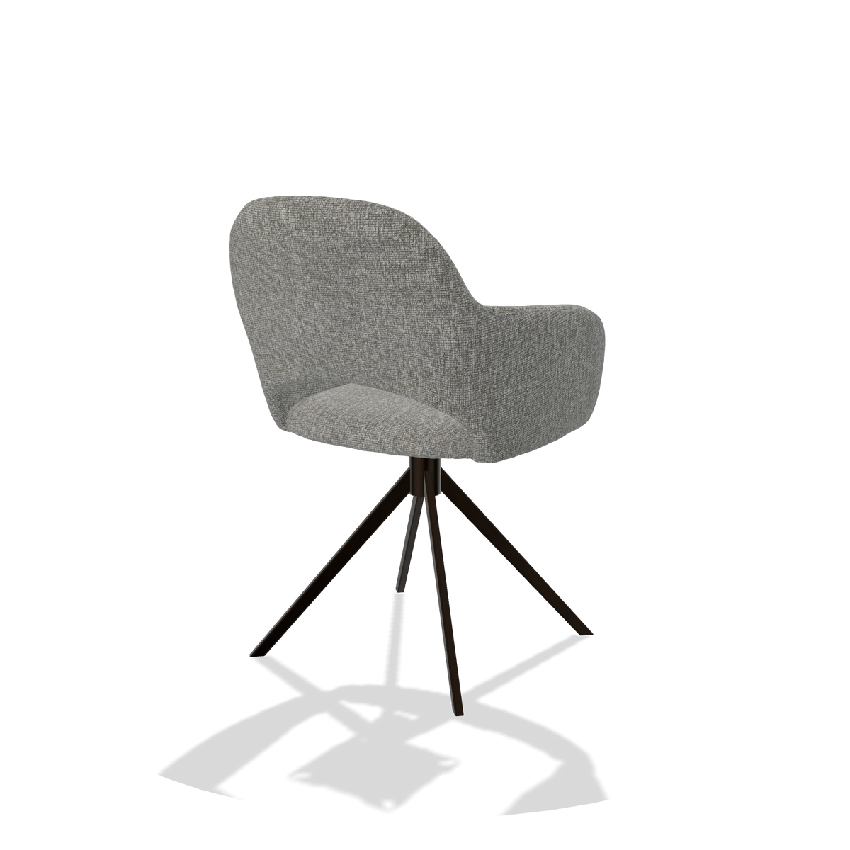 Dining Chair Julien 6585 in Lodge 40 fabric (grey), espresso swivel base, back angled view