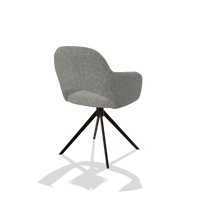 Dining Chair Julien 6585 in Lodge 40 fabric (grey), espresso swivel base, back angled view