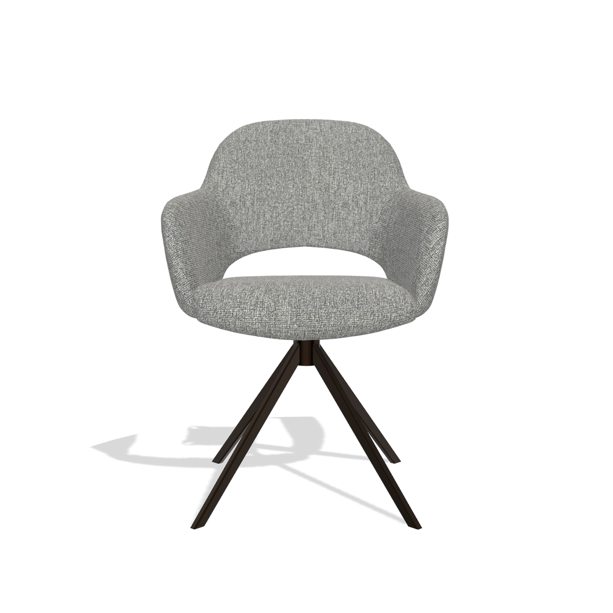 Dining Chair Julien 6585 in Lodge 40 fabric (grey), espresso swivel base, front view