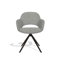 Dining Chair Julien 6585 in Lodge 40 fabric (grey), espresso swivel base, front view