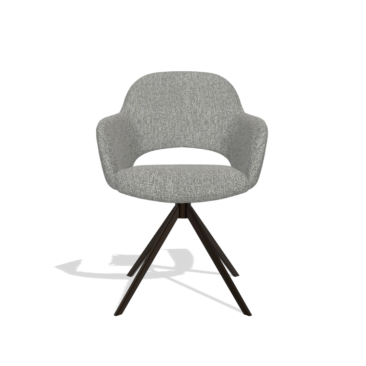 Dining Chair Julien 6585 in Lodge 40 fabric (grey), espresso swivel base, front view