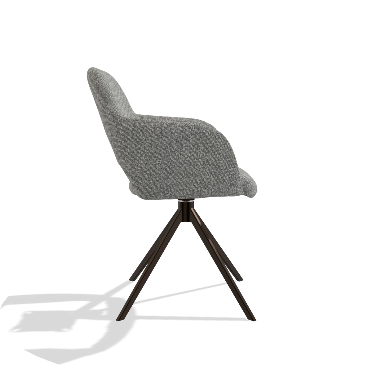 Dining Chair Julien 6585 in Lodge 40 fabric (grey), espresso swivel base, side view