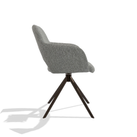Dining Chair Julien 6585 in Lodge 40 fabric (grey), espresso swivel base, side view