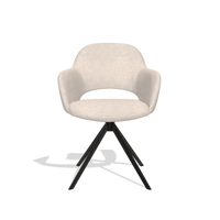 Chaise de salle à manger Julien 6585 en tissu Mito 01 (gris clair), pied pivotant en noir, vue de face
