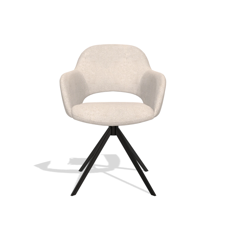 Chaise de salle à manger Julien 6585 en tissu Mito 01 (gris clair), pied pivotant en noir, vue de face