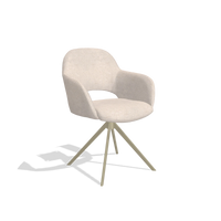 Chaise de salle à manger Julien 6585 en tissu Mito 01 (gris clair), pied pivotant en champagne, vue de trois-quarts