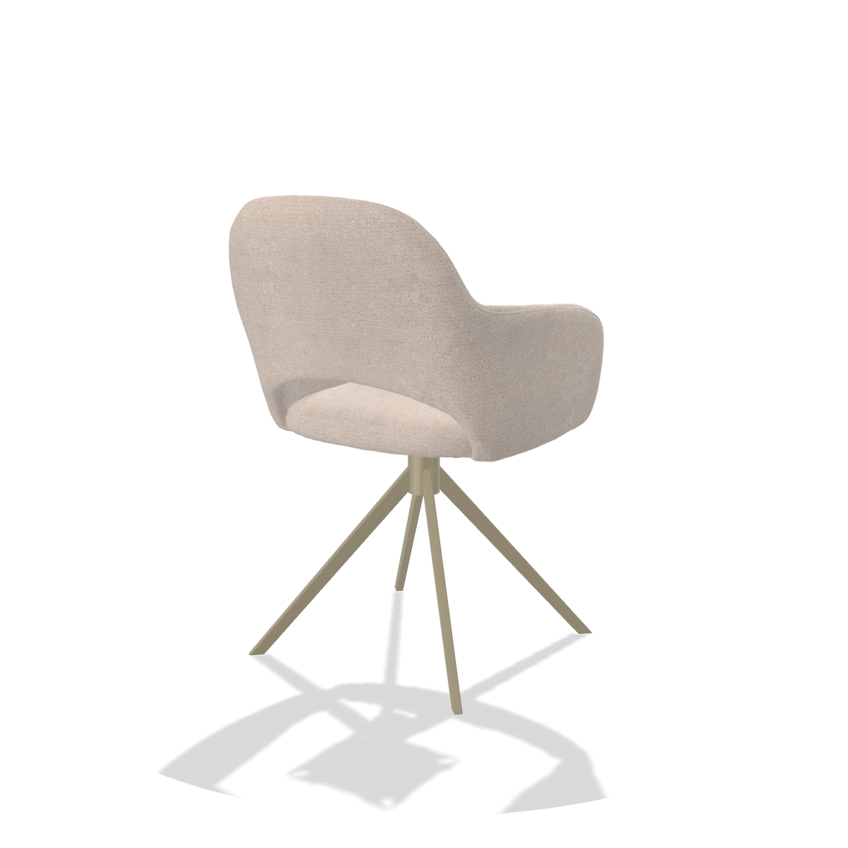 Chaise de salle à manger Julien 6585 en tissu Mito 01 (gris clair), pied pivotant en champagne, vue de trois-quarts arrière
