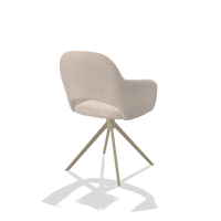 Chaise de salle à manger Julien 6585 en tissu Mito 01 (gris clair), pied pivotant en champagne, vue de trois-quarts arrière