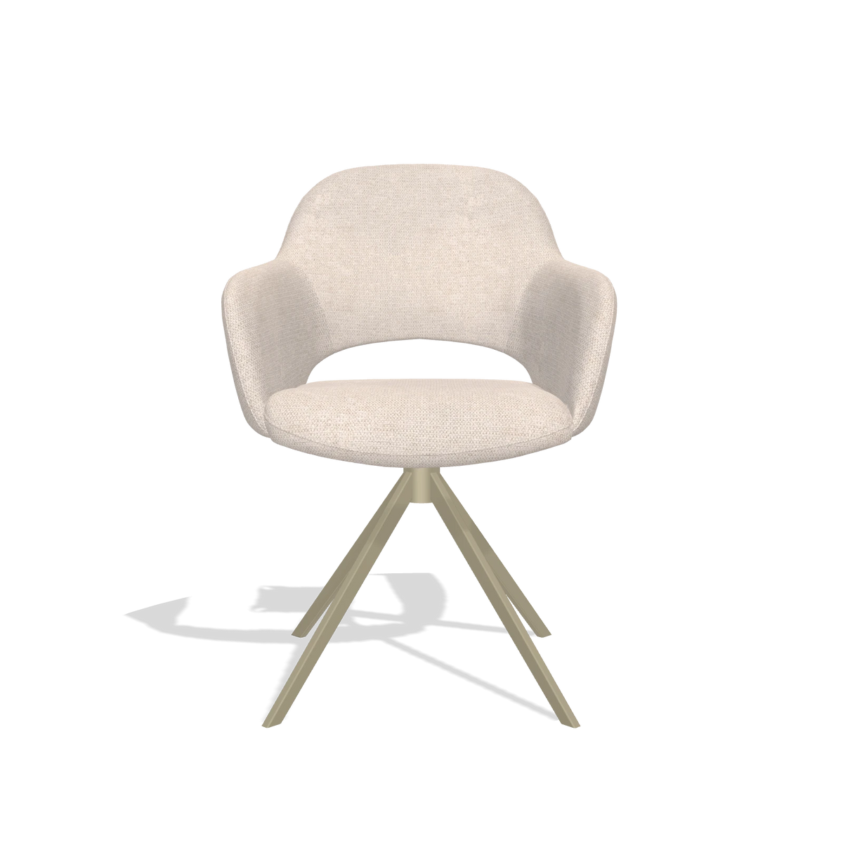 Chaise de salle à manger Julien 6585 en tissu Mito 01 (gris clair), pied pivotant en champagne, vue de face
