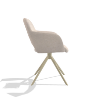 Chaise de salle à manger Julien 6585 en tissu Mito 01 (gris clair), pied pivotant en champagne, vue de profil