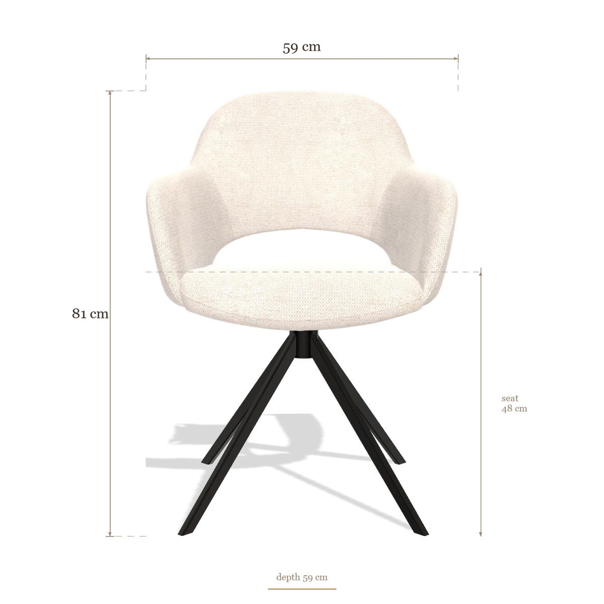 Chaise de salle à manger Julien 6585, dimensions 59 x 59 x 81 cm