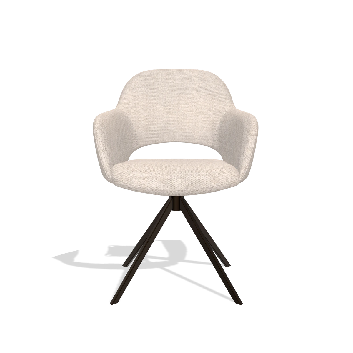Chaise de salle à manger Julien 6585 en tissu Mito 01 (gris clair), pied pivotant en espresso, vue de face