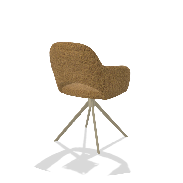 Esszimmerstuhl Julien 6585 in Stoff Mito 06 (Cognac), Drehfuß in Champagner, Schrägansicht von hinten