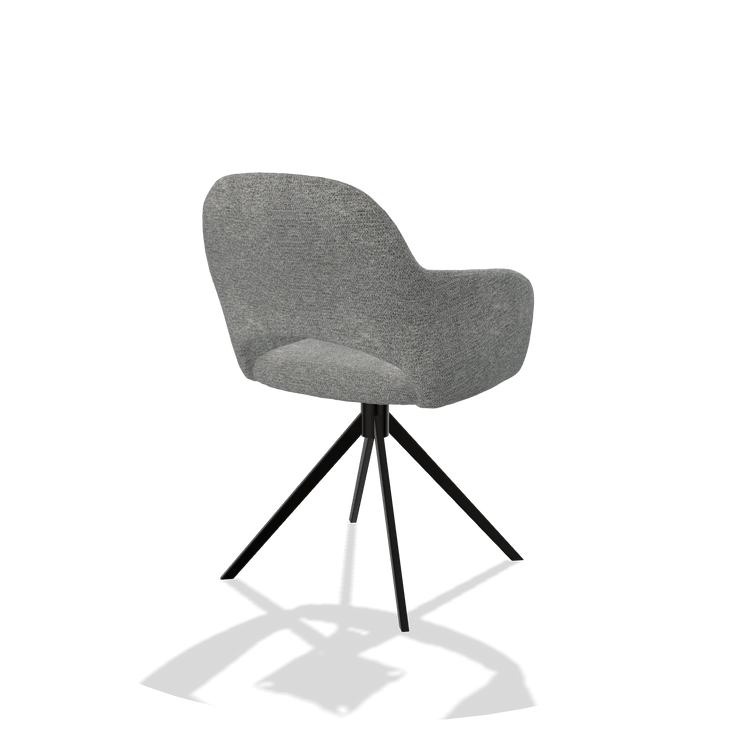 Esszimmerstuhl Julien 6585 in Stoff Mito 97 (Taupe), Drehfuß in Schwarz, Schrägansicht von hinten
