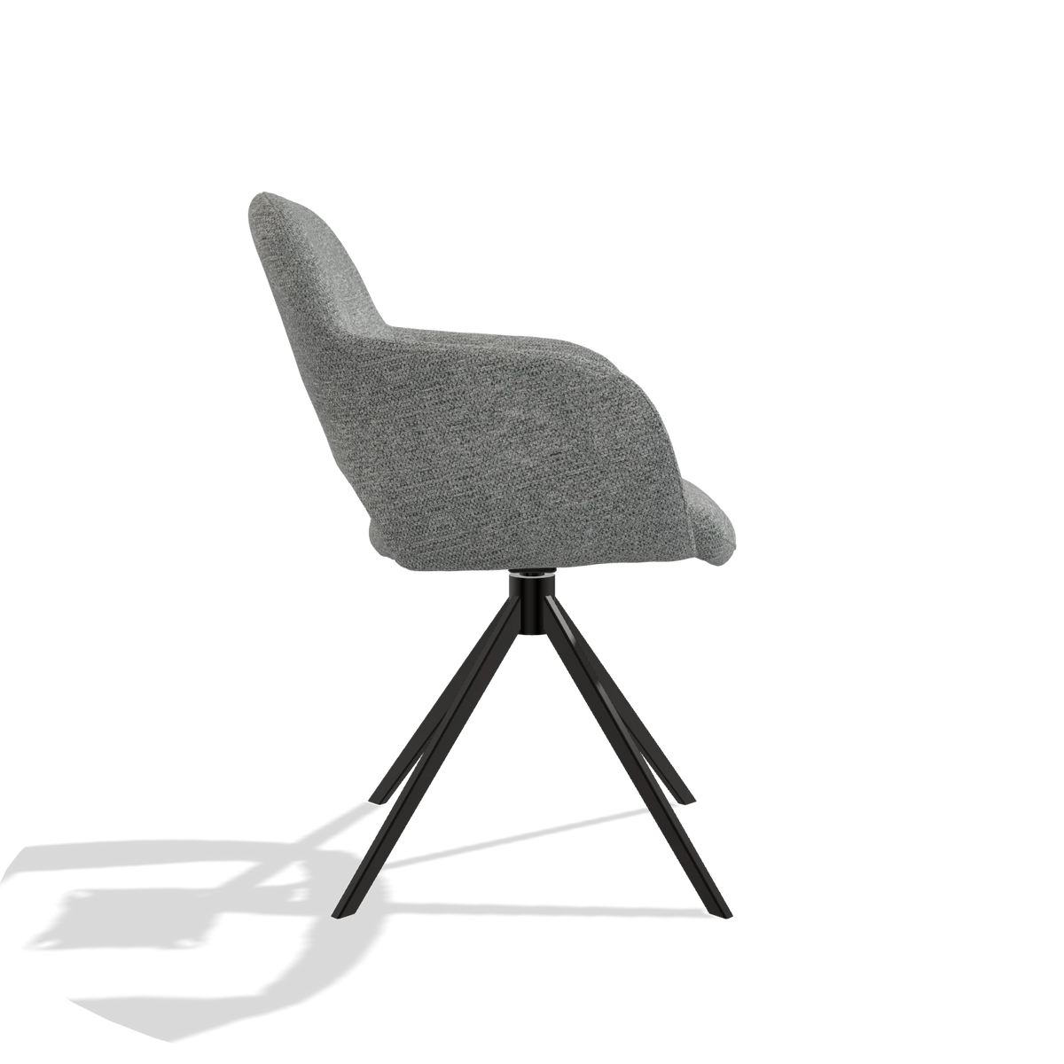 Esszimmerstuhl Julien 6585 in Stoff Mito 97 (Taupe), Drehfuß in Schwarz, Seitenansicht