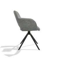 Esszimmerstuhl Julien 6585 in Stoff Mito 97 (Taupe), Drehfuß in Schwarz, Seitenansicht