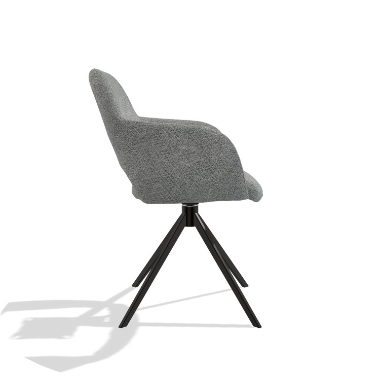Esszimmerstuhl Julien 6585 in Stoff Mito 97 (Taupe), Drehfuß in Schwarz, Seitenansicht