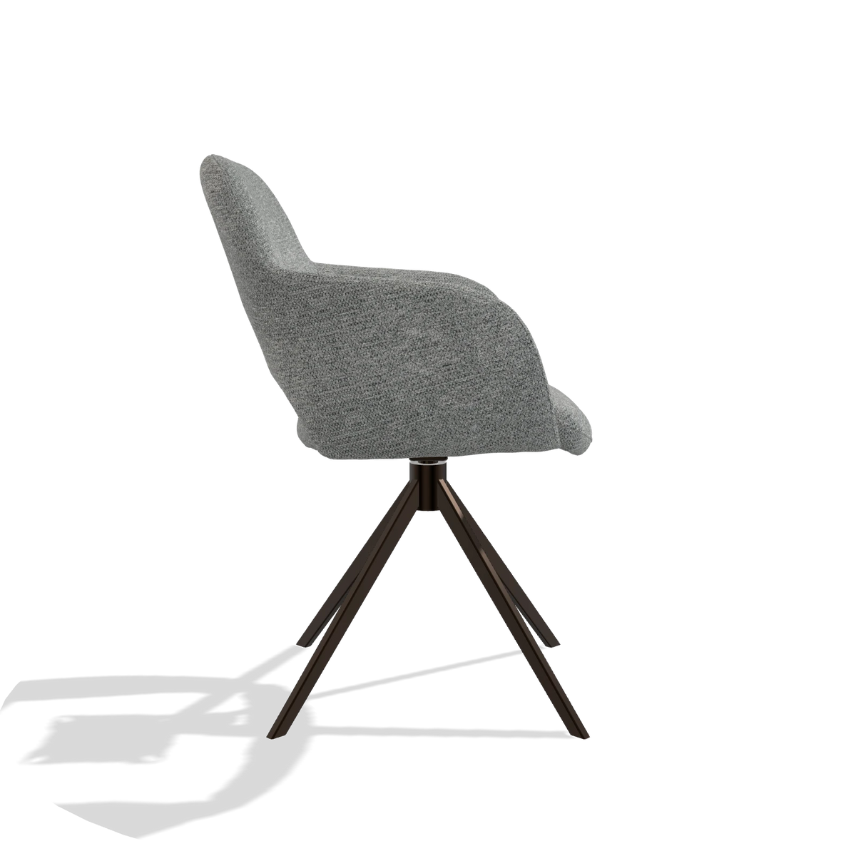 Esszimmerstuhl Julien 6585 in Stoff Mito 97 (Taupe), Drehfuß in Espresso, Seitenansicht