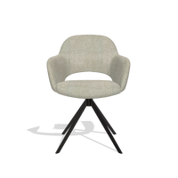 Dining Chair Julien 6585 in Niagara 903 fabric (greige), black swivel base, front view