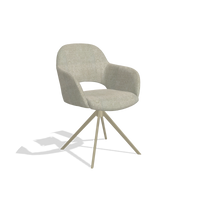 Dining Chair Julien 6585 in Niagara 903 fabric (greige), champagne swivel base, angled view