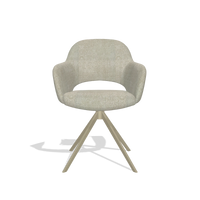 Dining Chair Julien 6585 in Niagara 903 fabric (greige), champagne swivel base, front view