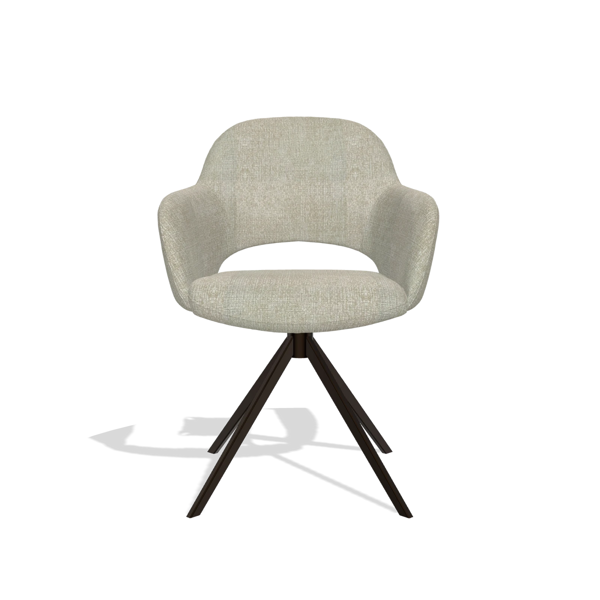Dining Chair Julien 6585 in Niagara 903 fabric (greige), espresso swivel base, front view