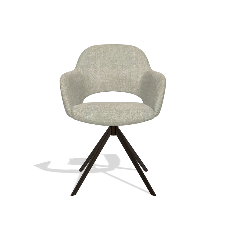Dining Chair Julien 6585 in Niagara 903 fabric (greige), espresso swivel base, front view